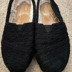 TOMS Black Textured Slip-Ons